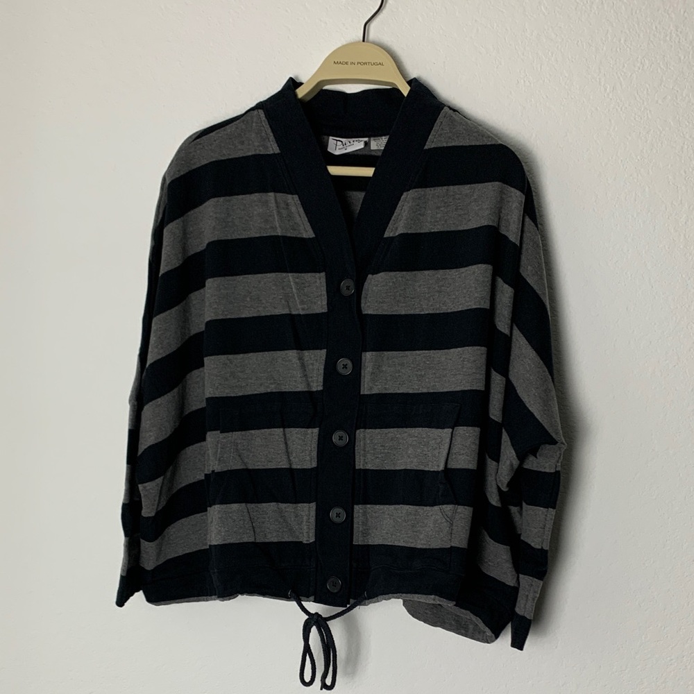 Striped Black and Gray Cardigan